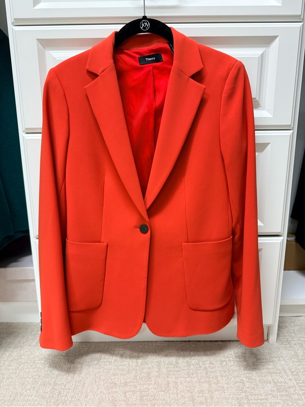 Theory Vibrant Orange Single-Button Tailored Blazer